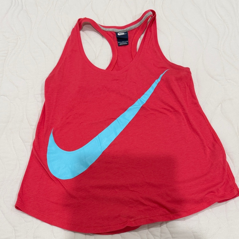 Nike Bright Red Tank with Light Blue Swoosh